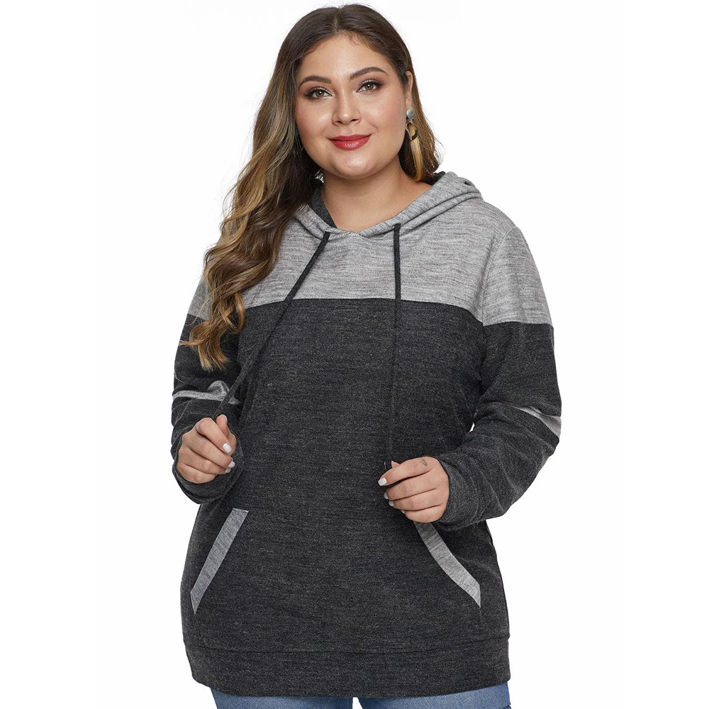 

Factory supply Large hood Black Pullover Fat Women Plus Size Hoodie