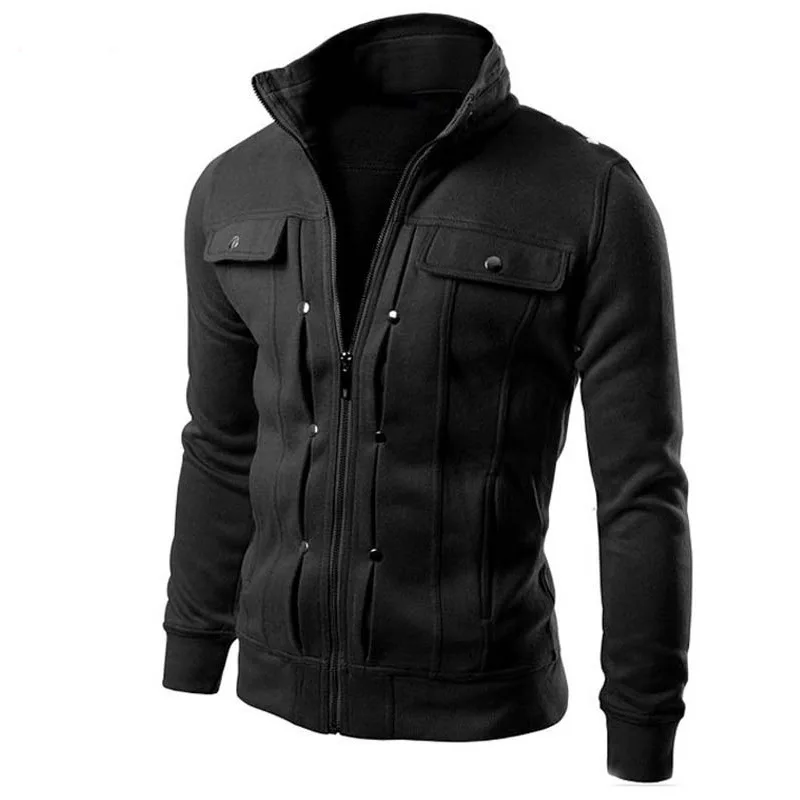 

Fashion TOP Mens Slim Designed Lapel Cardigan Cotton Solid Zipper Coat Jacket Freeship