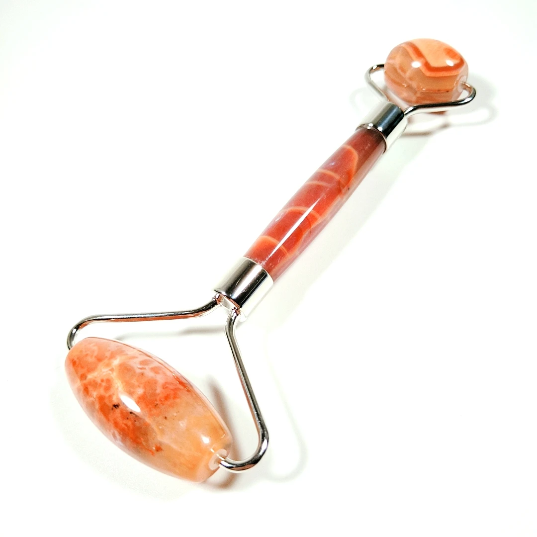 

Red agate Massage roller for Face, Eyes, Neck, Body Muscle Relaxing and Relieve Fine Lines and Wrinkles