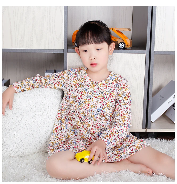 

2020 small floral Print Cotton Soft Knit Sleeping dresses for girls kids