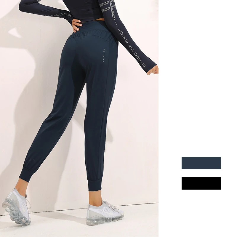 

Women Casual High Waist Running Tie-up breathable gym sport pants with luminous