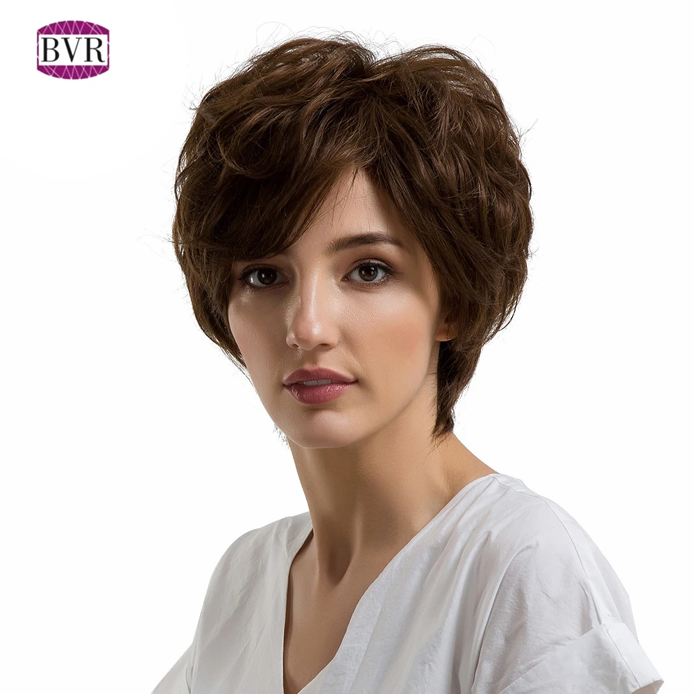 

BVR Hot Selling 10 Inches Brown Human Hair With Light Minded Sideburns