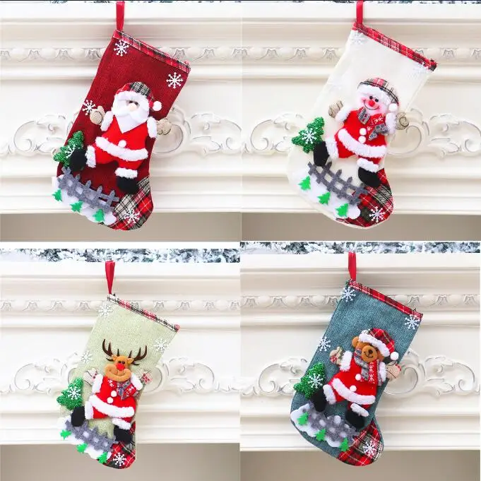 

2021 Wholesale cheap cloth hang christmas stocking mini small 3d lovely funny christmas socks, Colorful