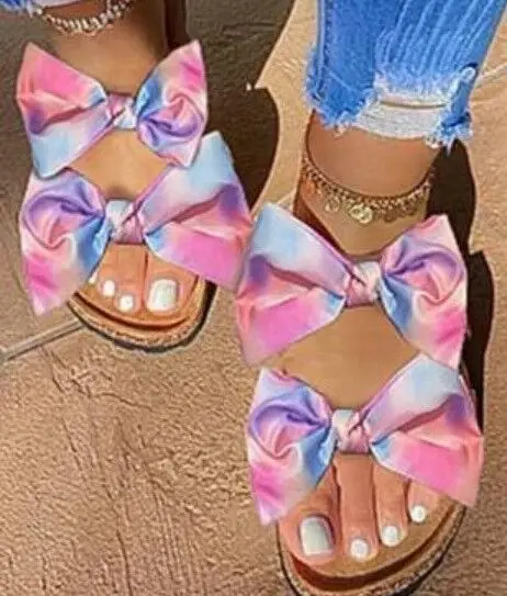 

2020 New Fashion Flat Bow Slippers Sandals for Women Ladies 3 Colors Summer Hawaii Shoes