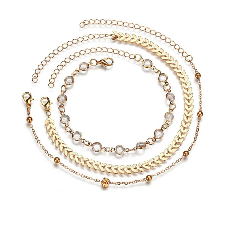 

PUSHI Women Leg Chain Round Tassel Anklet Vintage Foot Jewelry Accessories Modyle Bohemian Beads Ankle Bracelet, Rose gold anklet