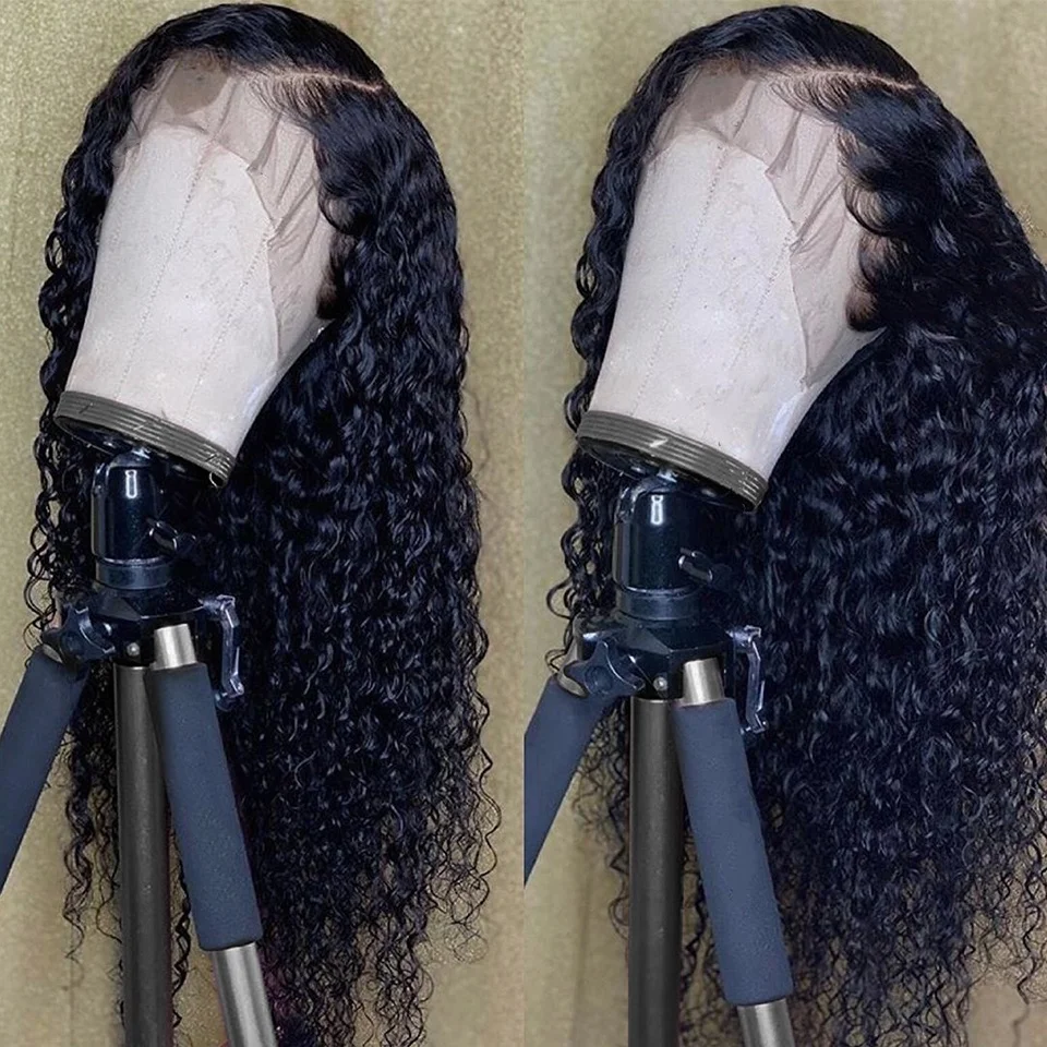 

Pre Plucked Curly Human Hair Wig for Black Women Virgin Brazilian Hair 13x4 Lace Front Human Hair Wigs, 1 1b 2 4