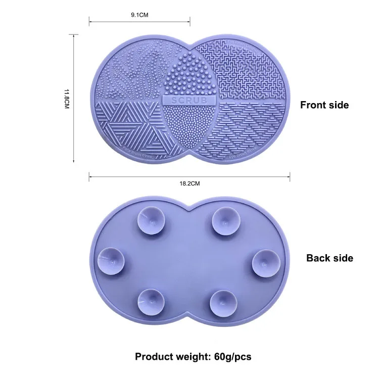 Double circles silicone multi makeup brush cleaner mat cosmetic makeup brush washer with sucking disc