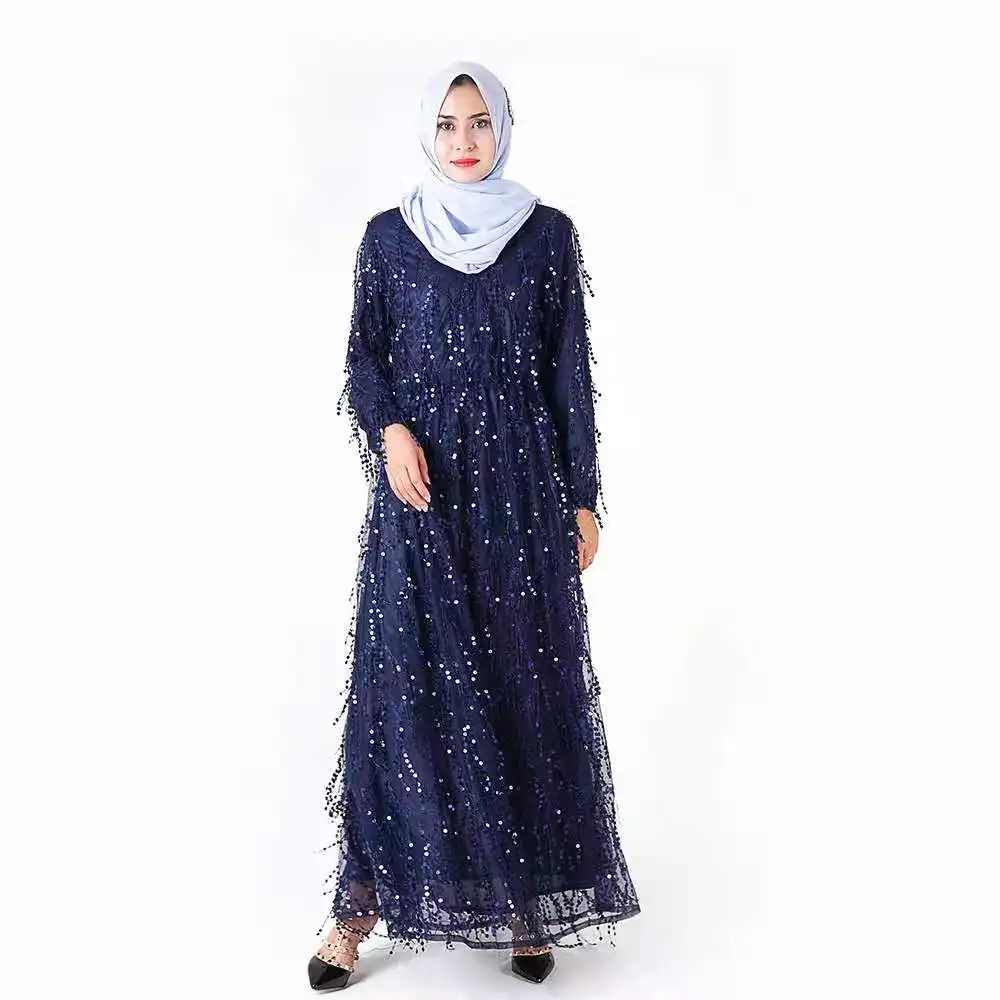 

New dress Sequin Chiffon stitching Lantern Sleeve close cuff high waist swing dress