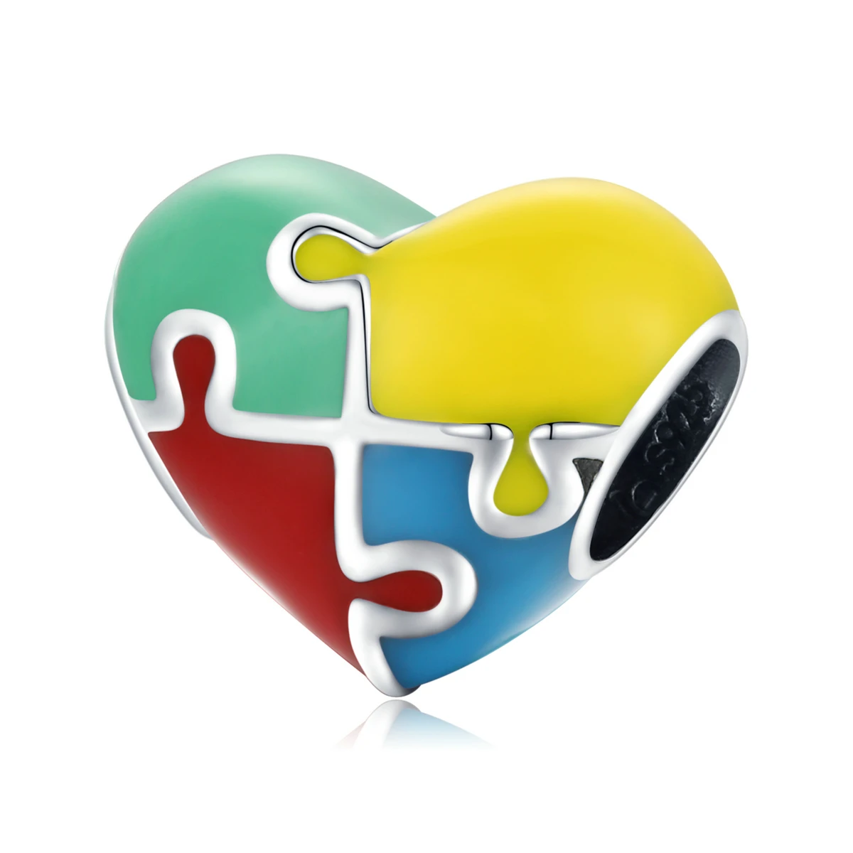 

BSC547 popular jewelry 925 sterling silver colorful heart bead charms