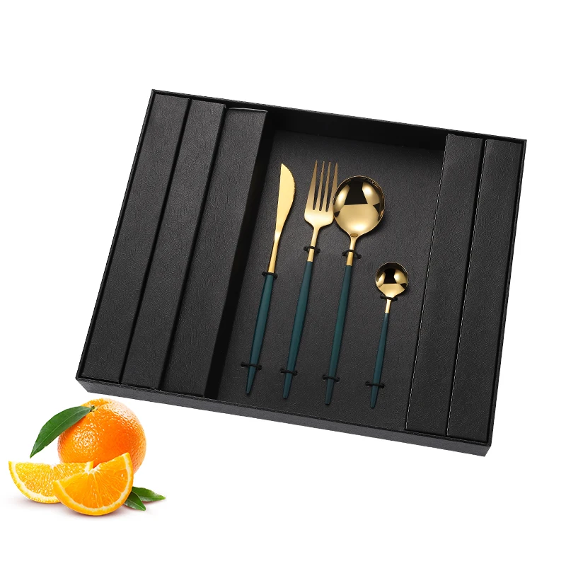 

Stainless Steel Spoon Forks Knives Gold Cutlery 24pcs Set, Many colors for choosing