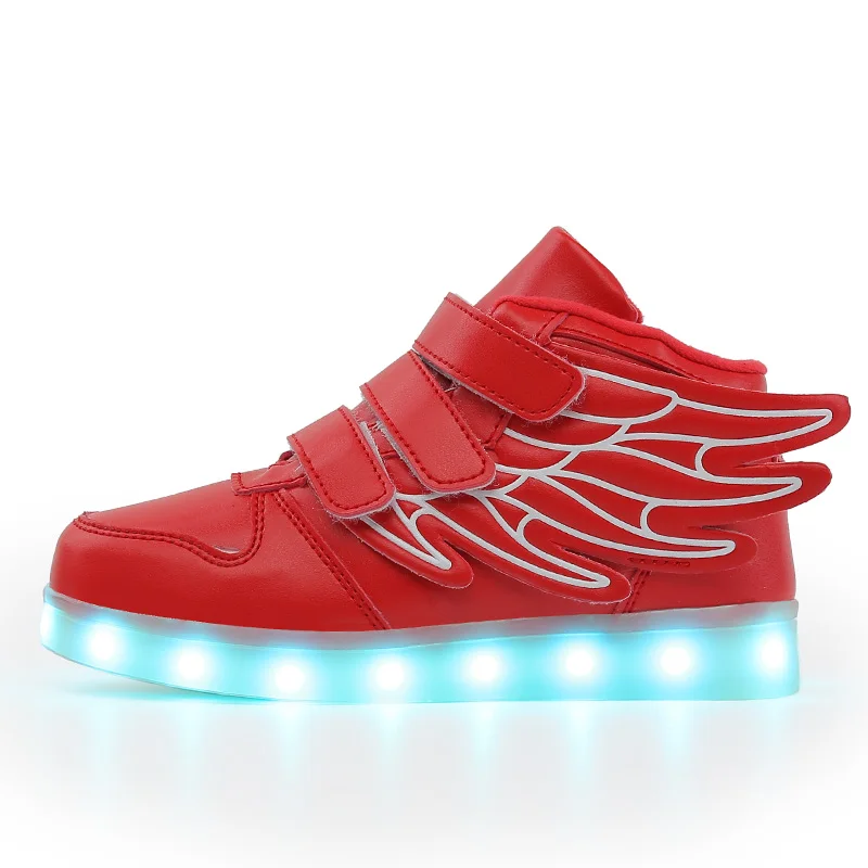 
Kids Light up Shoes with wing Children Led Shoes Boys Girls Glowing Luminous Sneakers USB Charging Boy Fashion Shoes 