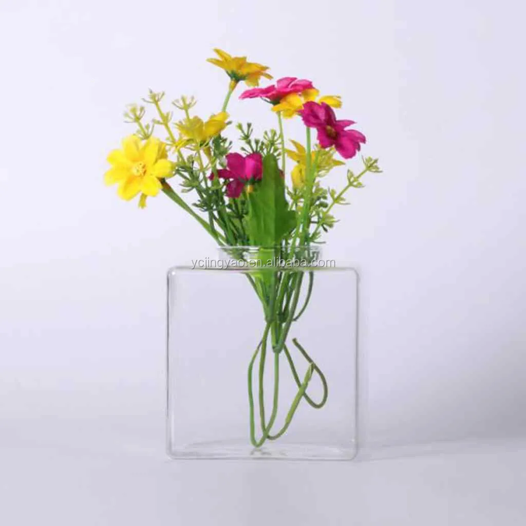 

clear square glass vase flower planter pot borosilicate heat-resistant glass DIY terrarium container