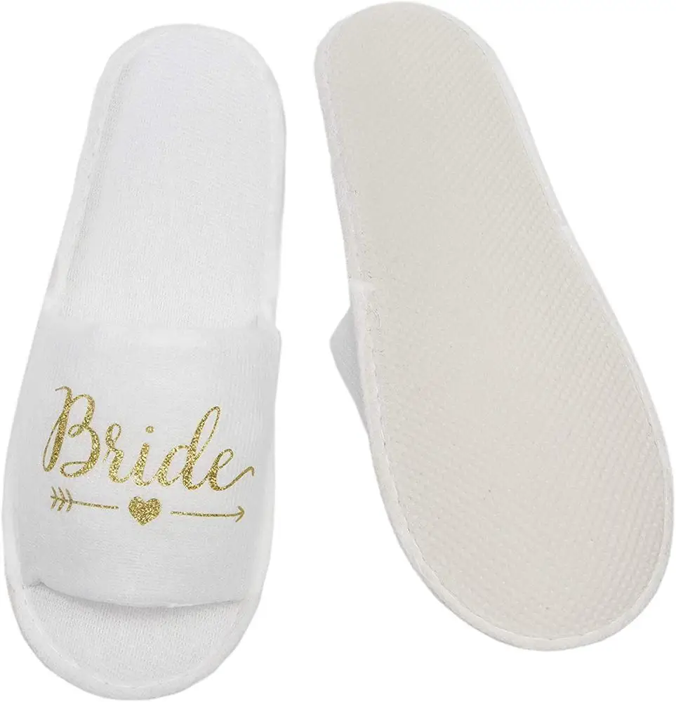 
Bachelorette Party Wedding Slippers Bride Maid of Honour Bridesmaid 6 Pack Spa Hotel Slippers US Women Size 11(A) 