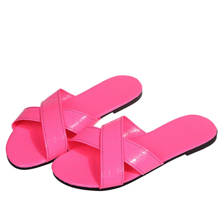 

2021 new comfortable flat slippers for women, Red, blue, black, brown, pink