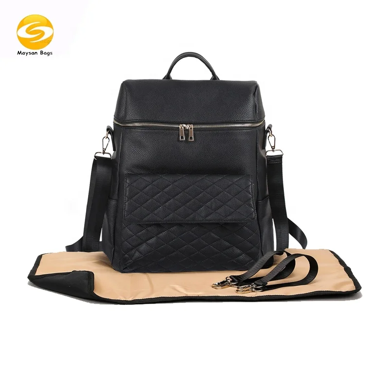 

Drop shipping diaper bags for mom and dad vegan leather changing bags with wipe pouch unisex baby bags for baby care