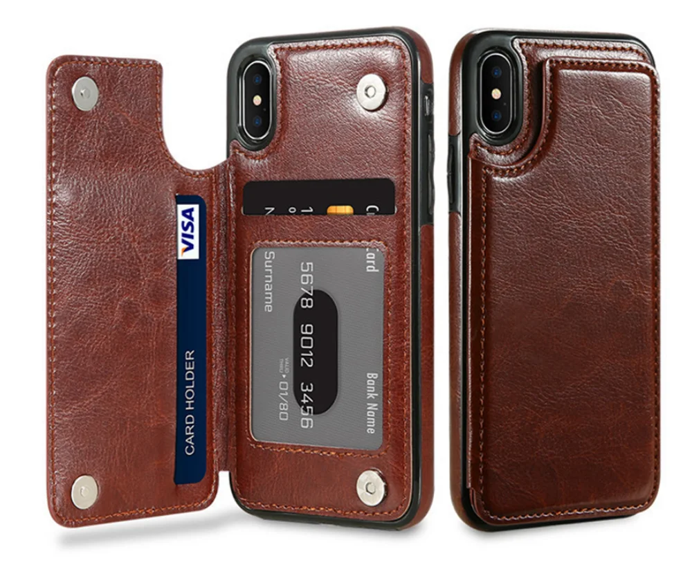 

Multi Card Wallet Case For iPhone 6 6s 7 8 Plus Retro PU Leather Case For iPhone X XS Max XR Shockproof Cover Flip Cases