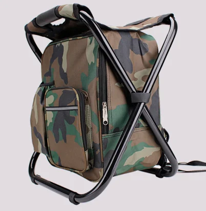 

Portable folding stool fishing camping outdoor sports backpack beach new camouflage men's folding backpack, Camouflage, blue