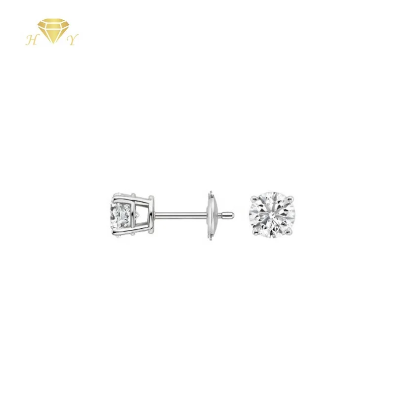 

Special discount HY 0.05ct solitaire each 0.1cts total simple round stud diamond earring lab grown DEF VS in 18k gold