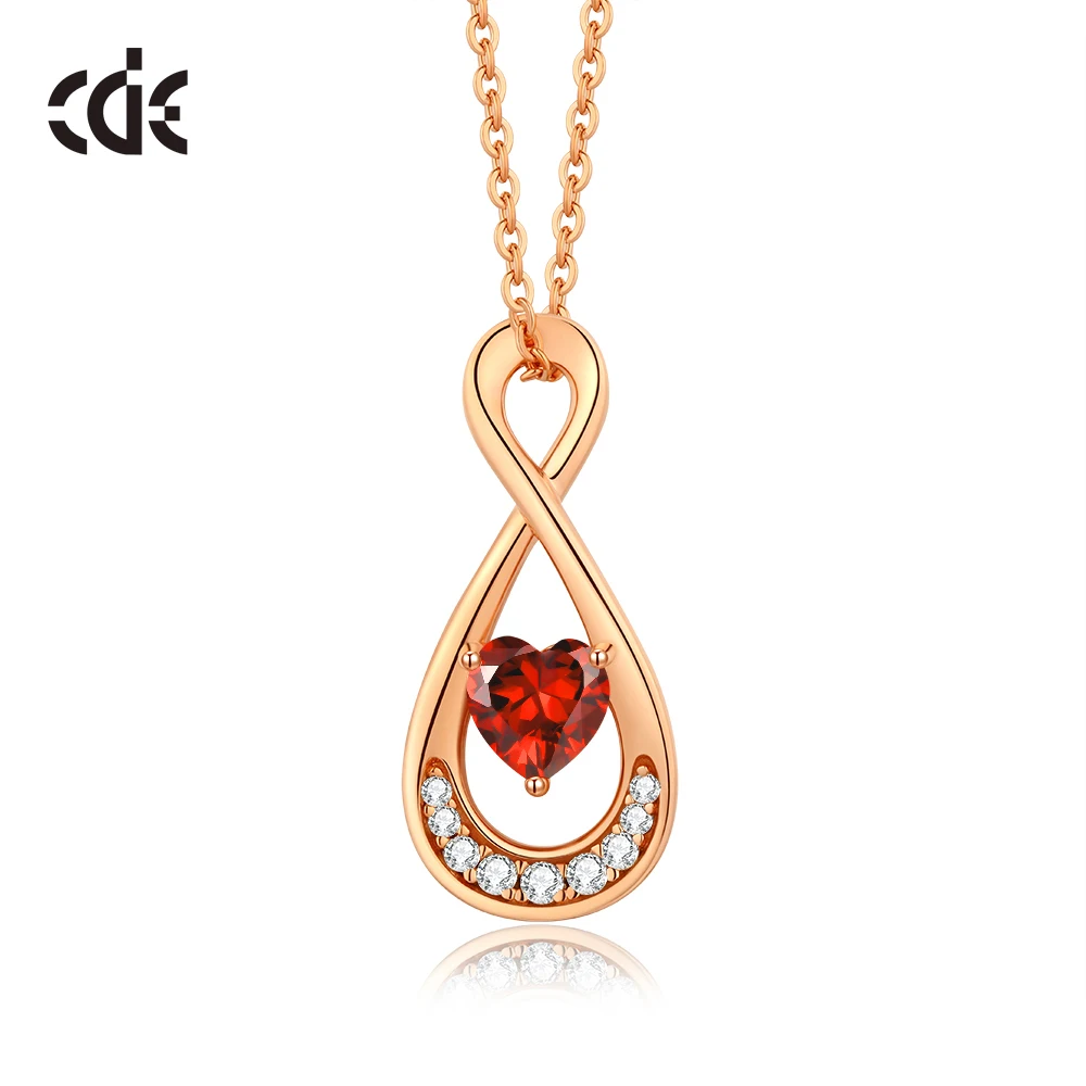 

CDE YN1128 Fine Silver Jewelry Necklace 925 Silver Birthstone Necklace With Heart-Shaped Zirconia Infinity Necklace For Women