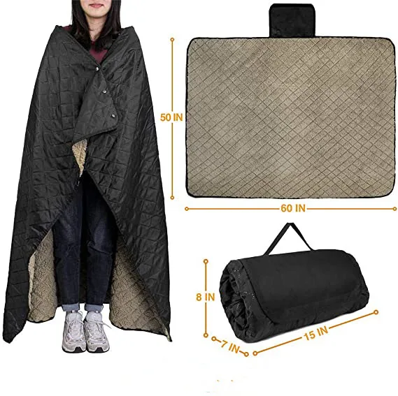 

Waterproof Stadium Sherpa Fleece Picnic Blanket Outdoor for Park Sports Camping Grass Car Emergency Foldable Windproof Sports, Customised