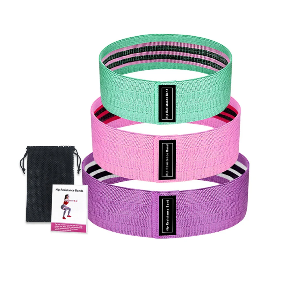 

High quality of Hip circle band elastic fitness accessories customized booty band Hip Yoga Resistance Band Set, Blue,grey,purple,pink or customized