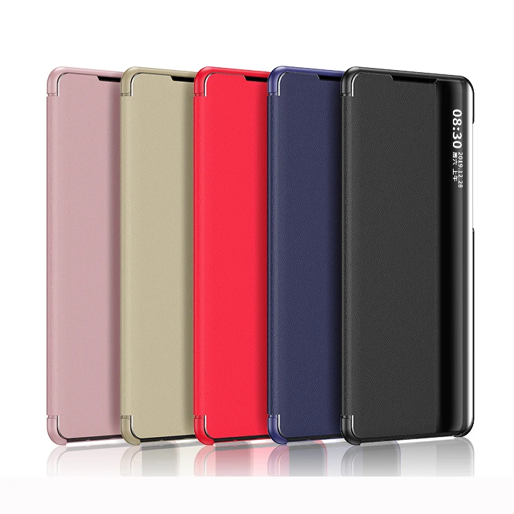 

Wholesale PU Leather Flip Cover Smart Window View Phone Case For Xiaomi Mi Note 10 Lite Note 9S 8T 8A 9T 9 Lite P40 Pro P40Lite, Black,silver,gold,rose gold,blue,purple,blue+purple