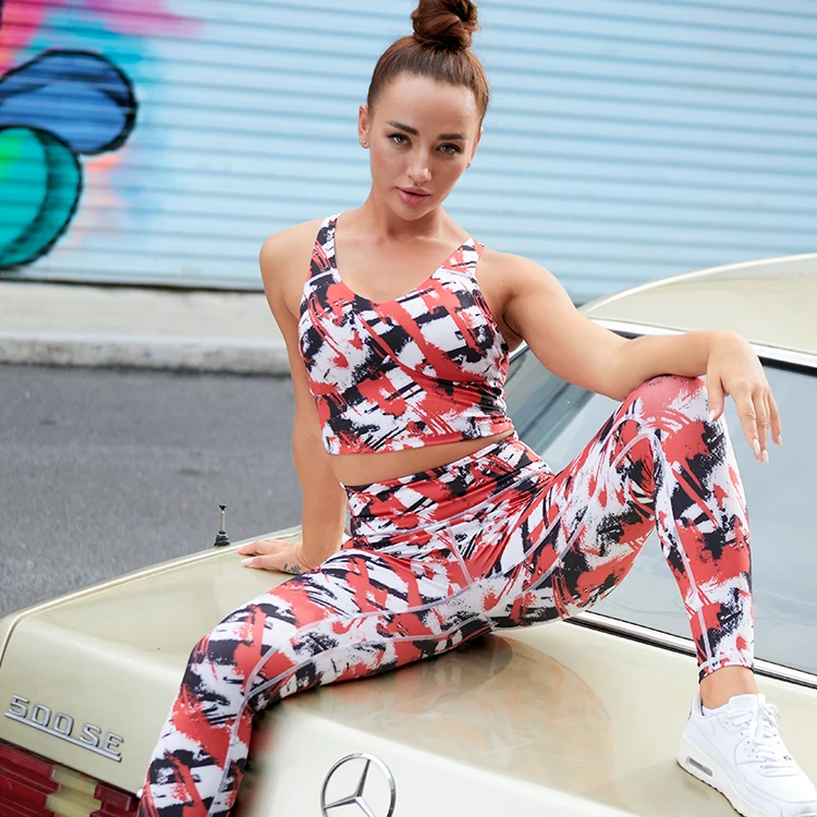 

New Printed Technical Double-Layer High-Waisted Fit Sportswear Outer Wear Exercise Suit Fitness Yoga Clothings//