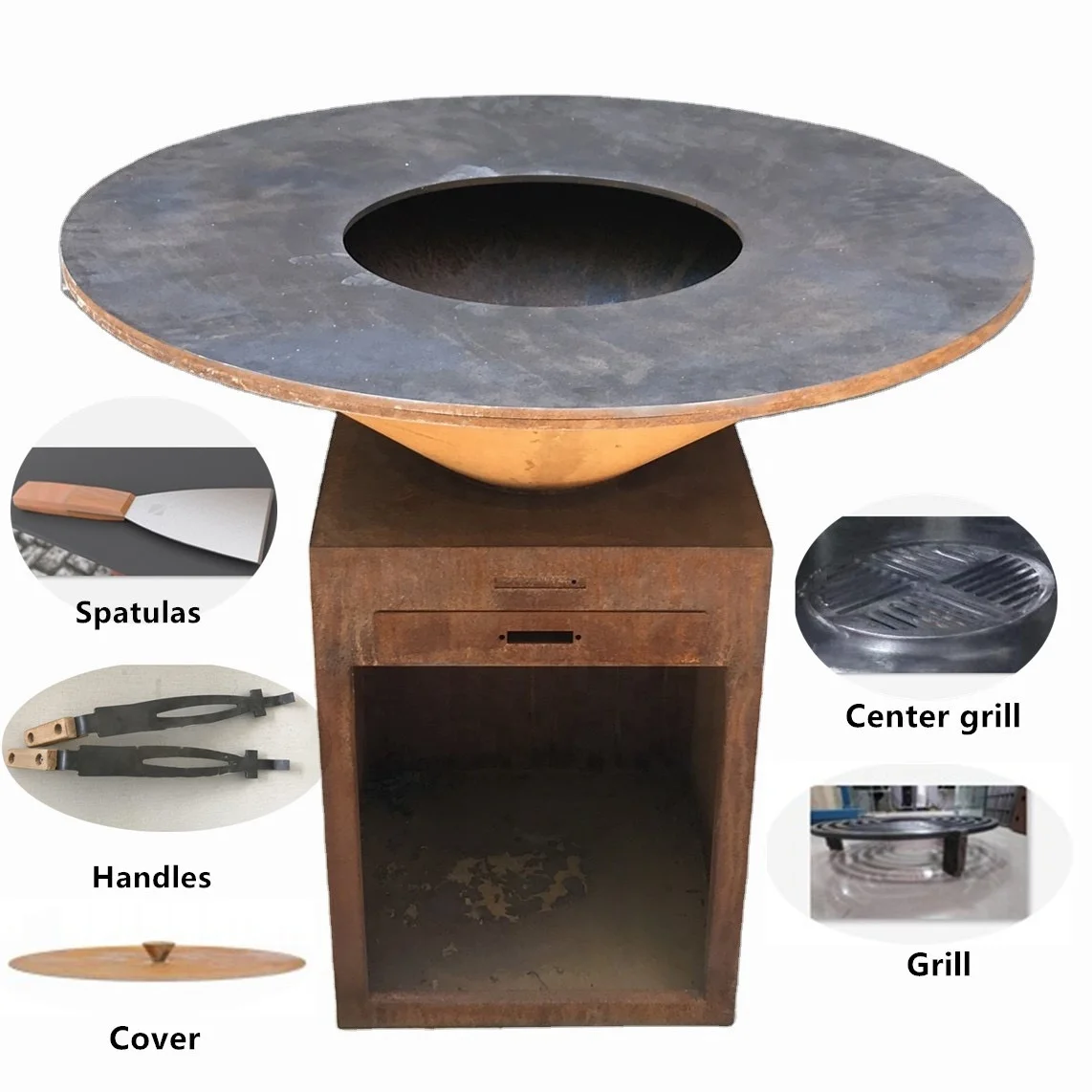 

Garden Corten steel fire pit barbecue grill bbq gas grill bbq grill, Rusty or coated