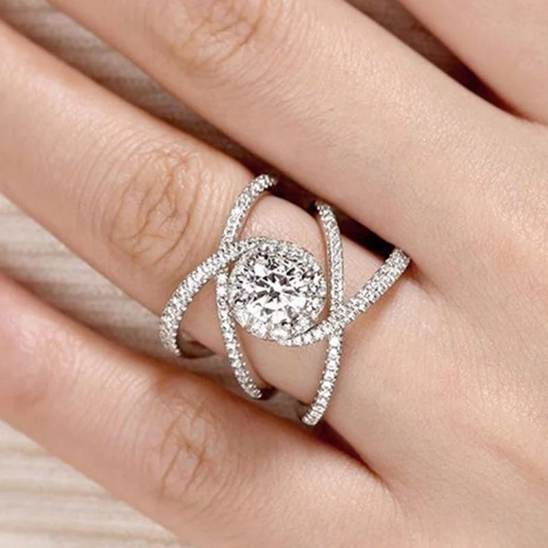 

exaggerated Cool Female Ring Jewelry Best Valentines Gift for Lover Lucky Twine X Shaped Present For Women