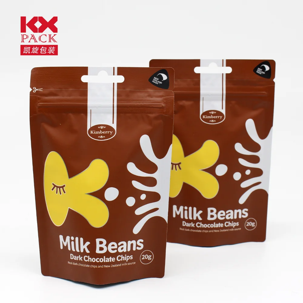 Laminated Plastic Packaging Pouch With Zipper For Chocolate Bean Packing