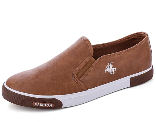 

Wholesale pu leather custom slip on shoes men, Black, white, brown