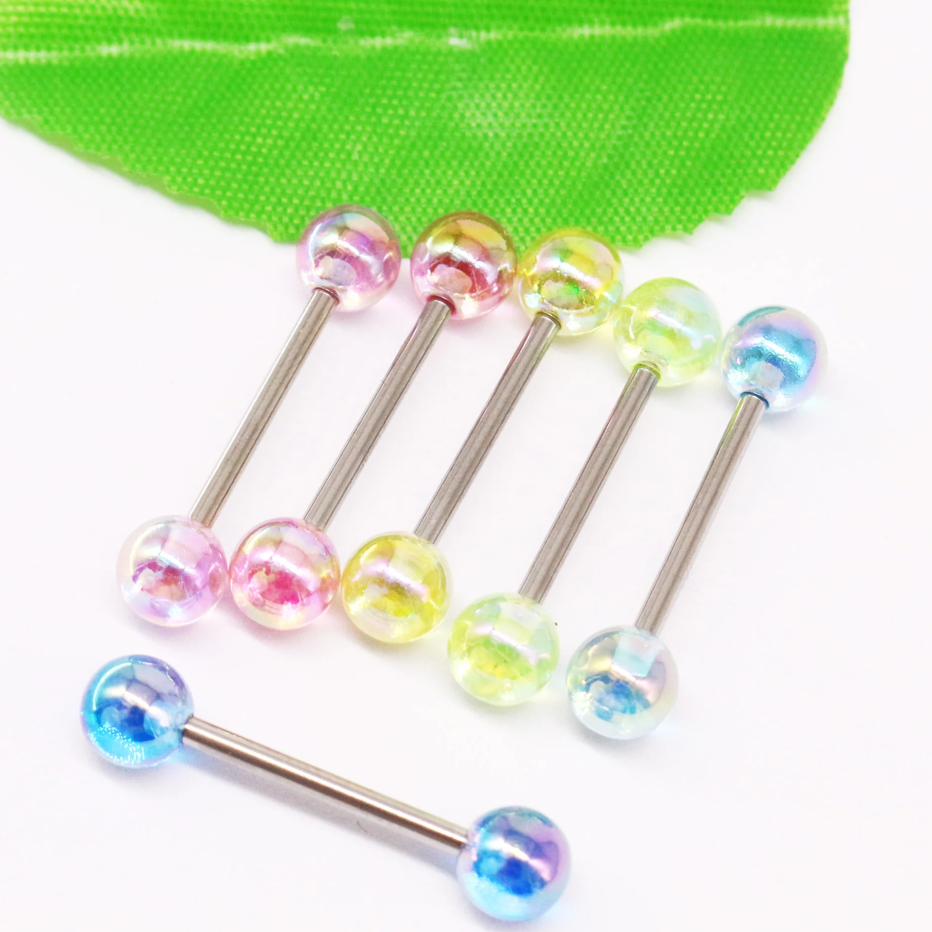 

Gaby hot sale UV acrylic barbell tongue ring colorful tongue ring piercing jewelry