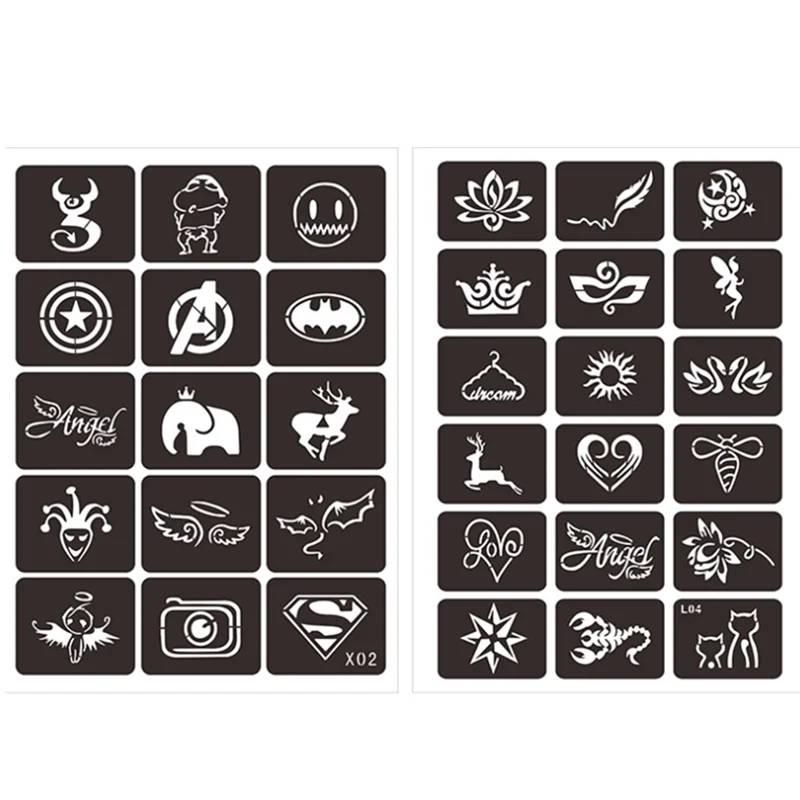 

Henna design stencil tattoo sticker and hand henna art, Black