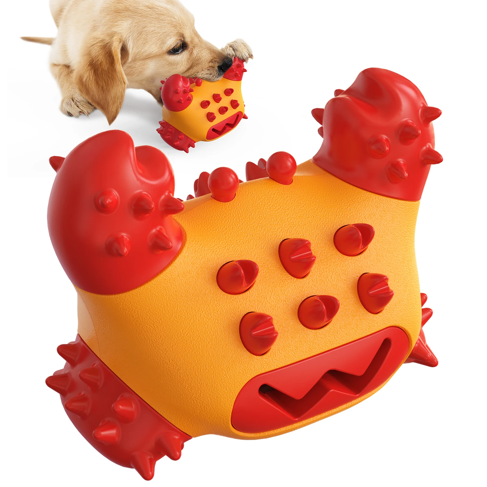 

Midepet Pet Supplies Dog Molar Teeth Resistant Chew Biting Toothbrush Outdoor Training Interactive Crab Leaking Food Dog Toys, Red, yellow
