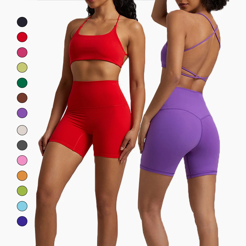 

high quality conjuntos licras de mujer gym activewear set women fitness seamless yoga shorts sets