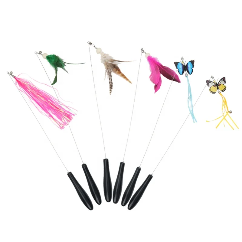 

Factory Wholesale Custom Logo Feather Cat Wand Cat Teaser Stick