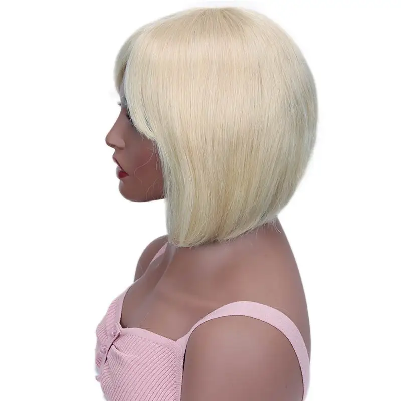 

Straight Bob Wig Brazilian Remy Hair Human Hair Wigs For Women Ombre Color Full Machine Made Wig With Bang