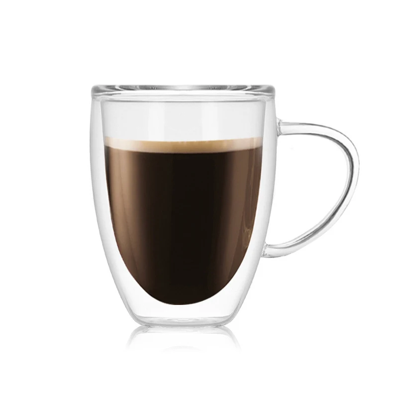 

Oversized Glasses Mugs Ca Ecooe 2X350Ml Espresso Cups Shine Shape Cup Glass Double Wall Coffee Mug with Lid Handle, Clear