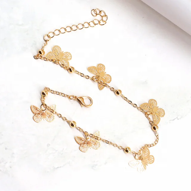
Stainless steel butterfly anklet gold ladies anklet wholesale 