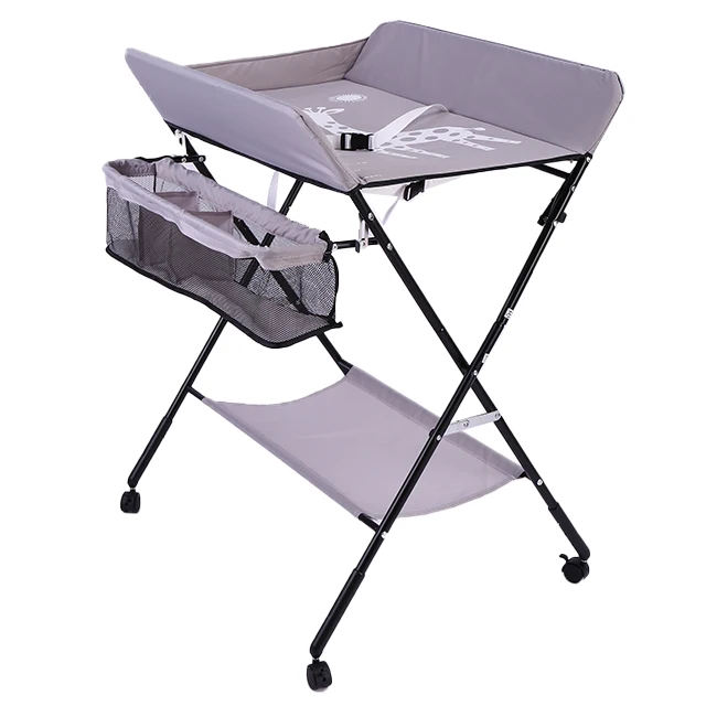 

Foldable care desk children diaper baby diaper changing table with hanging bag, Green pink grey black