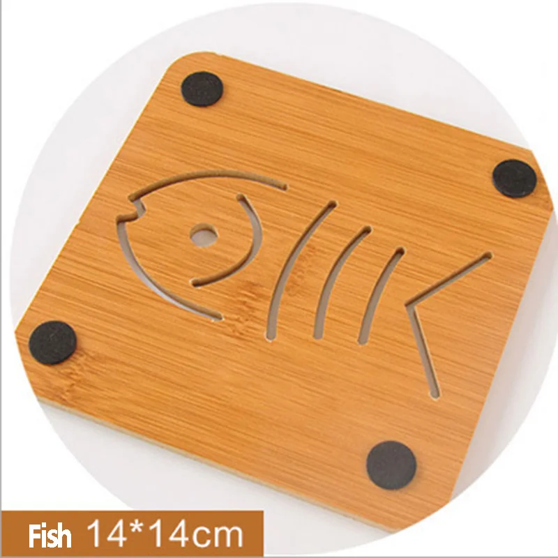

2020 delicacy kitchen coaster Creative cute cartoon bamboo tableware wholesale pot mat , coasters, heat pads,puppy shape pads, As picture