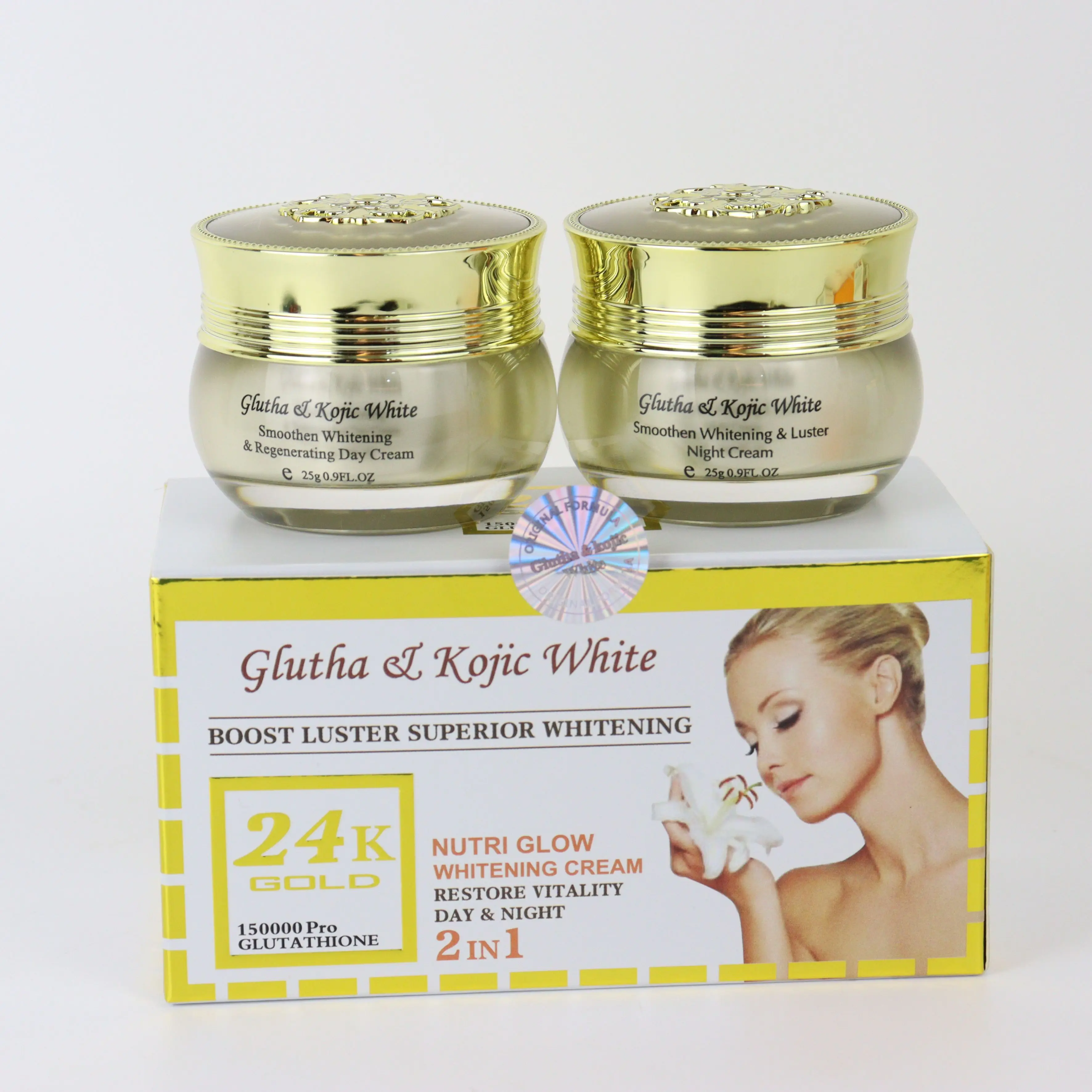 

Glutha Kojic White Private Label 24K Glod Moisturizer Face Day Night Anti Wrinkle Facial Skin Care Whitening Cream