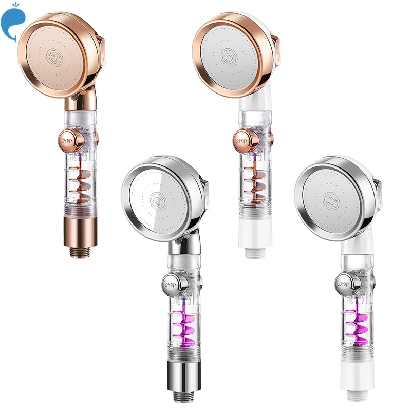 

GEE-N wholesale turbo handheld shower 3 function abs gold sliver filtered shower head with one stop button