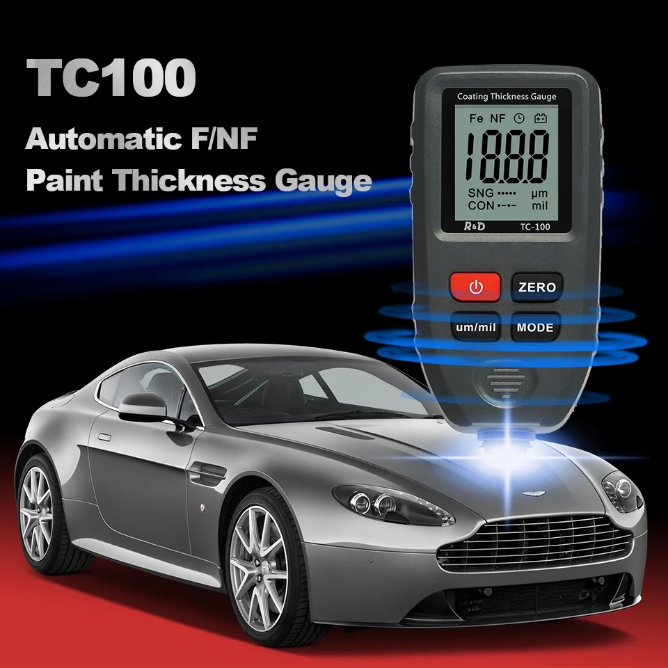 
TC100 Grey Coating Thickness Gauge Car Paint Film Thickness Tester Measuring FE/NFE designed for used car market 