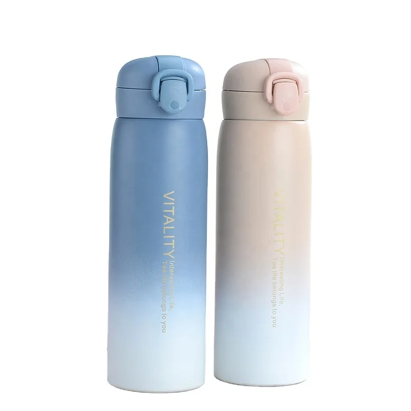 

The best seller vacuum insulated sport water bottle model with stainless jar bamboo lid paint brush, Customized color acceptable