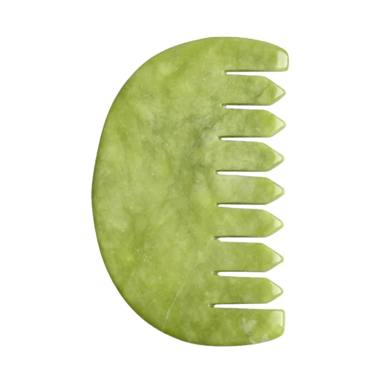 

Best Natural XiuYan Jade Guasha Green Stone Comb Massage Head green Xiuyan Jade Gua Sha face Comb