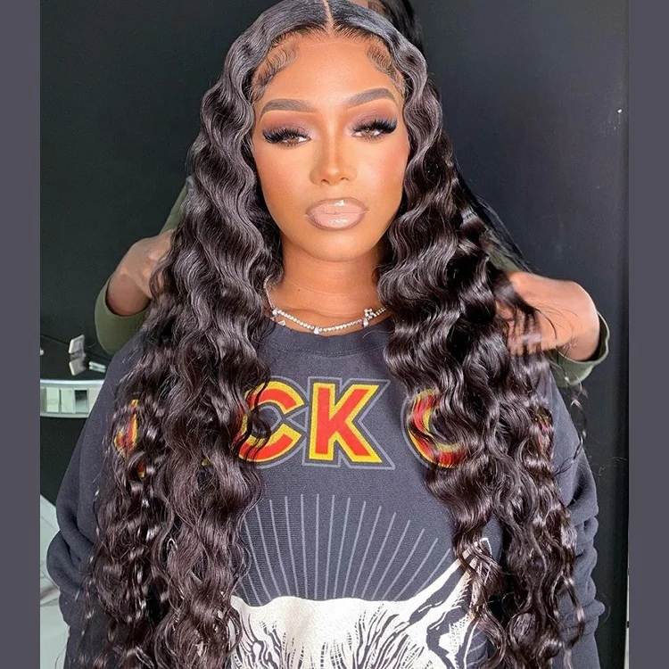 

30 inch deep wave wig 13x4 deep wave lace frontal wig luxury human hair with pre plucked hair line