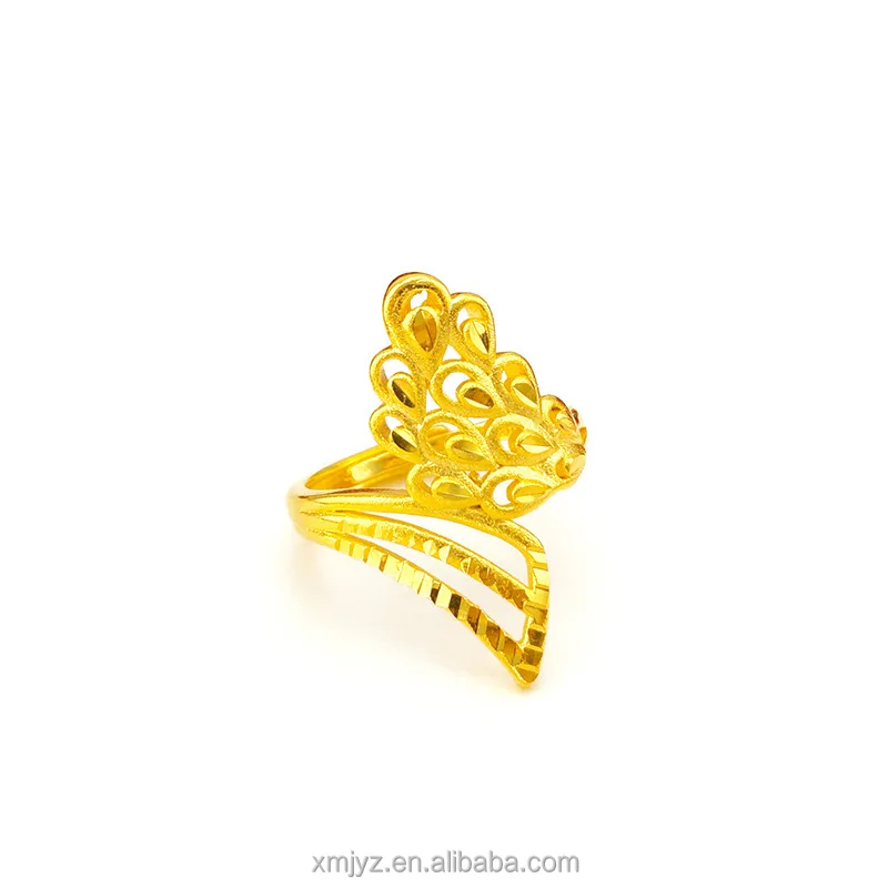 

Brass Gold-Plated Women's Phoenix Little Finger Ring Live Vietnam Placer Gold Wedding Opening Phoenix Tail Big Ring