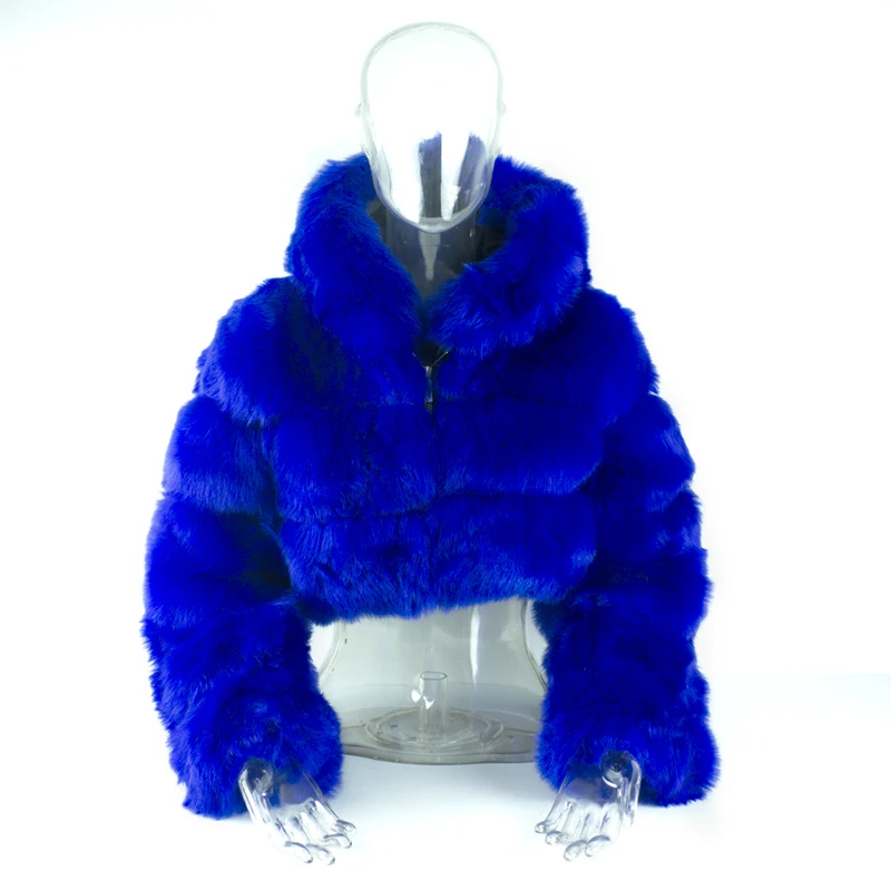 

Winter new style warm ladies fashion women clothes jacket crop fur coat fake fox fur coat