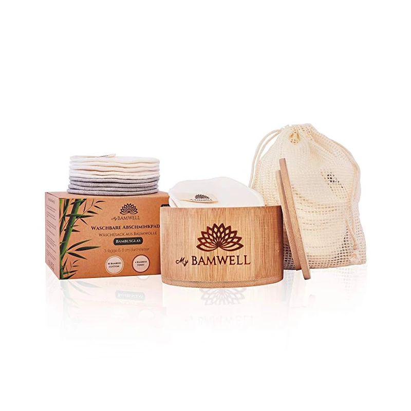 

Custom Set Pack Organic Reusable Sanitary Microfiber Removal Bamboo Cotton Face Makeup Remover Pads